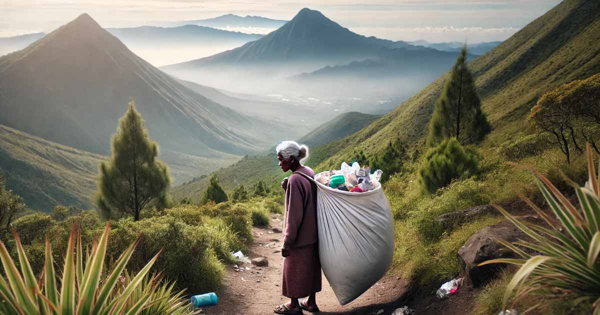 Viral! Mbah Bingah, Pahlawan Sampah di Gunung Merbabu